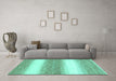 Machine Washable Abstract Turquoise Modern Area Rugs in a Living Room,, wshabs1397turq