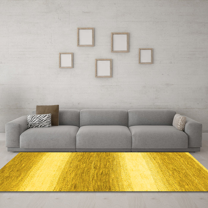 Machine Washable Abstract Yellow Modern Rug in a Living Room, wshabs1397yw