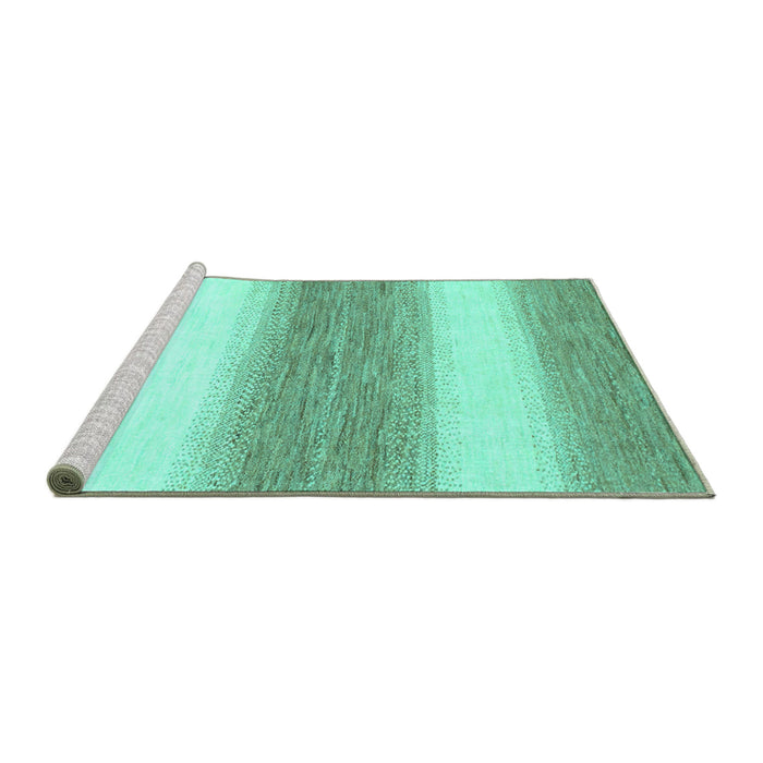 Sideview of Machine Washable Abstract Turquoise Modern Area Rugs, wshabs1397turq