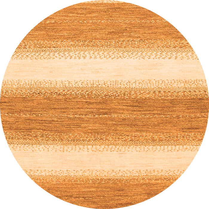 Round Machine Washable Abstract Orange Modern Area Rugs, wshabs1397org