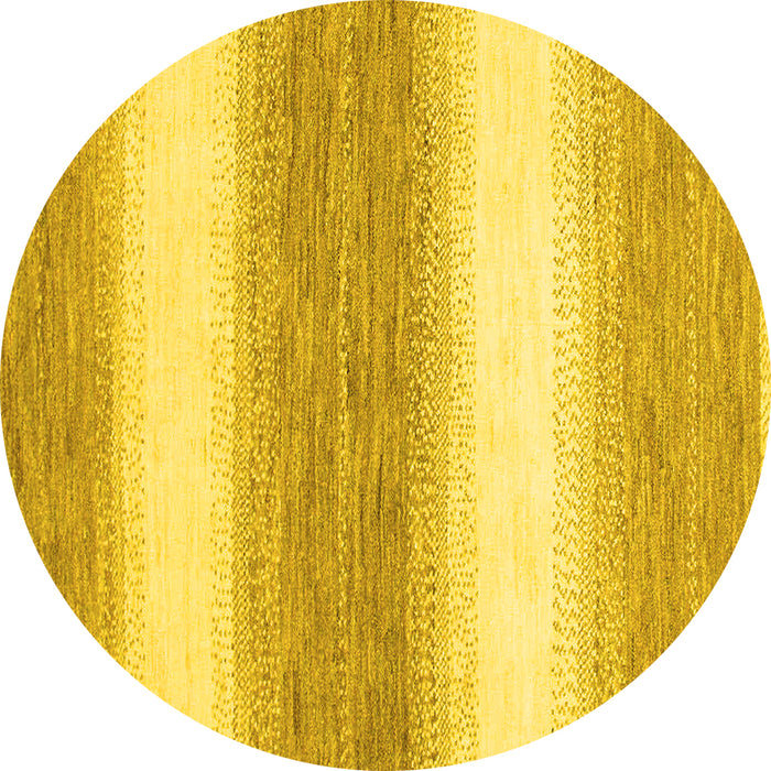 Round Abstract Yellow Modern Rug, abs1397yw