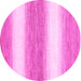 Round Machine Washable Abstract Pink Modern Rug, wshabs1397pnk