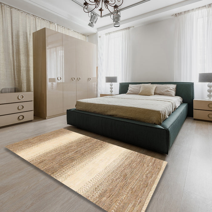 Machine Washable Abstract Pastel Orange Rug in a Bedroom, wshabs1397