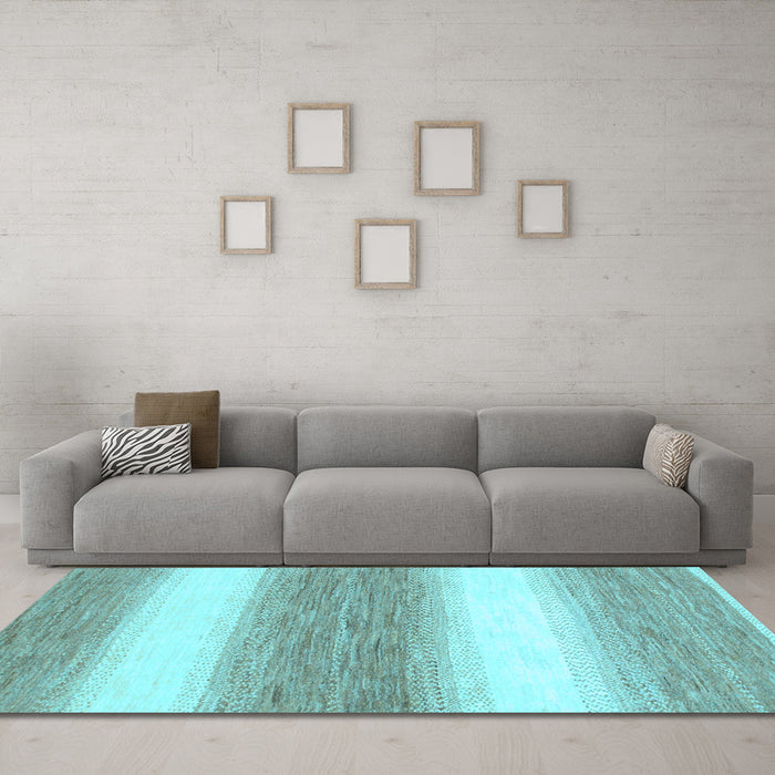 Machine Washable Abstract Light Blue Modern Rug in a Living Room, wshabs1397lblu
