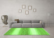 Machine Washable Abstract Green Modern Area Rugs in a Living Room,, wshabs1397grn