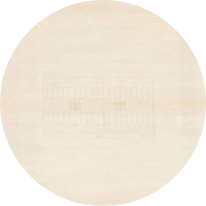 Round Machine Washable Abstract Bisque Beige Rug, wshabs1398