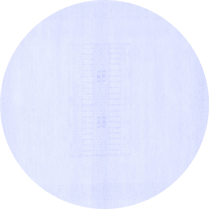 Round Machine Washable Solid Blue Modern Rug, wshabs1398blu