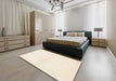 Abstract Bisque Beige Solid Rug in a Bedroom, abs1398