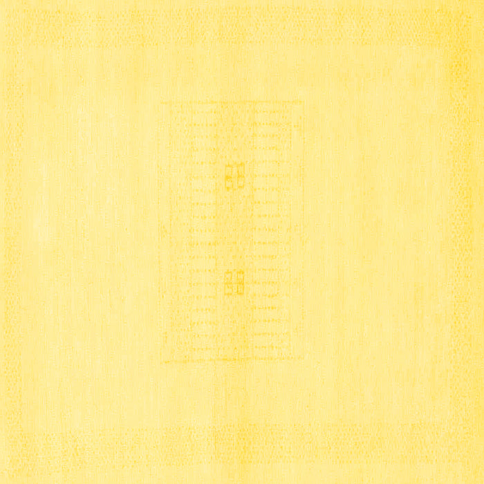 Square Machine Washable Solid Yellow Modern Rug, wshabs1398yw