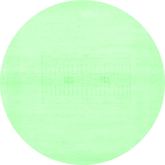 Round Machine Washable Solid Emerald Green Modern Area Rugs, wshabs1398emgrn