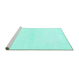Sideview of Machine Washable Solid Turquoise Modern Area Rugs, wshabs1398turq