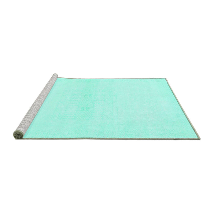 Sideview of Machine Washable Solid Turquoise Modern Area Rugs, wshabs1398turq