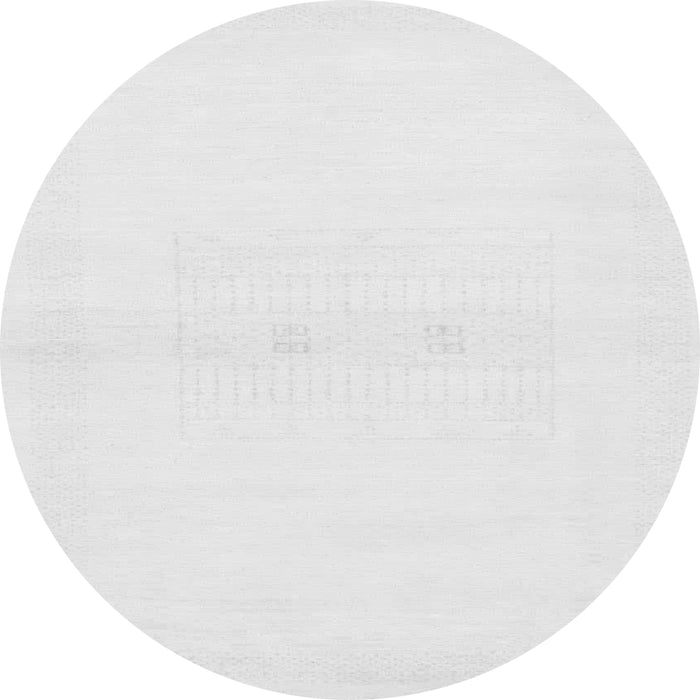 Round Machine Washable Solid Gray Modern Rug, wshabs1398gry