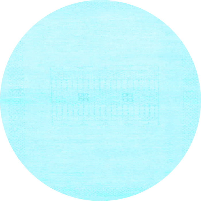 Round Machine Washable Solid Light Blue Modern Rug, wshabs1398lblu