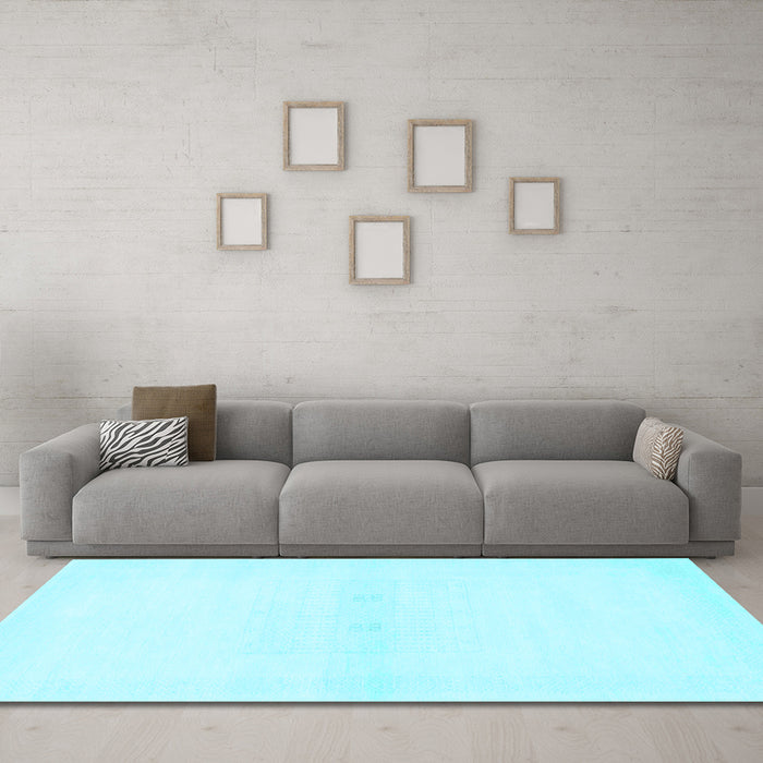 Machine Washable Solid Light Blue Modern Rug in a Living Room, wshabs1398lblu