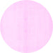 Round Machine Washable Solid Pink Modern Rug, wshabs1398pnk