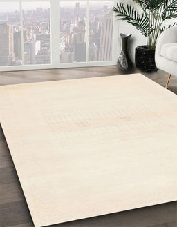Machine Washable Abstract Bisque Beige Rug in a Family Room, wshabs1398