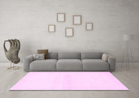 Machine Washable Solid Pink Modern Rug, wshabs1398pnk