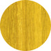 Round Machine Washable Abstract Yellow Modern Rug, wshabs1399yw