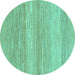 Round Abstract Turquoise Modern Rug, abs1399turq