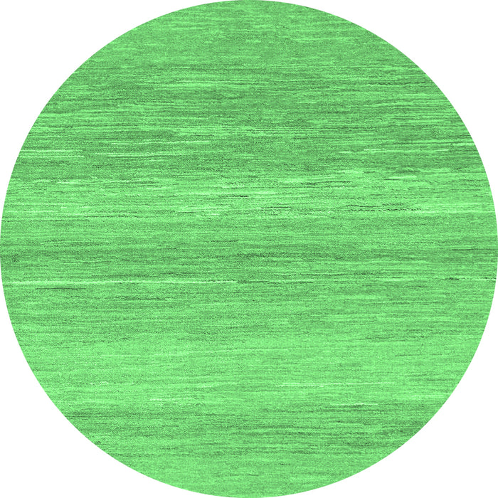 Round Machine Washable Abstract Emerald Green Modern Area Rugs, wshabs1399emgrn