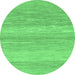 Round Machine Washable Abstract Emerald Green Modern Area Rugs, wshabs1399emgrn