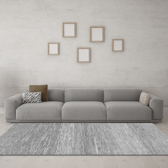 Machine Washable Abstract Gray Modern Rug in a Living Room,, wshabs1399gry