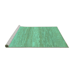 Sideview of Machine Washable Abstract Turquoise Modern Area Rugs, wshabs1399turq