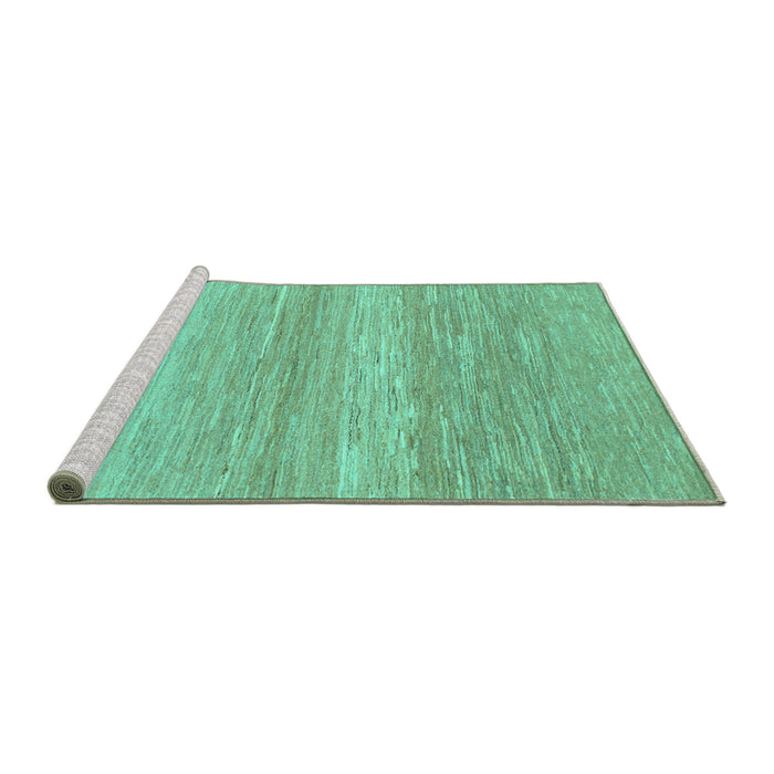 Sideview of Machine Washable Abstract Turquoise Modern Area Rugs, wshabs1399turq