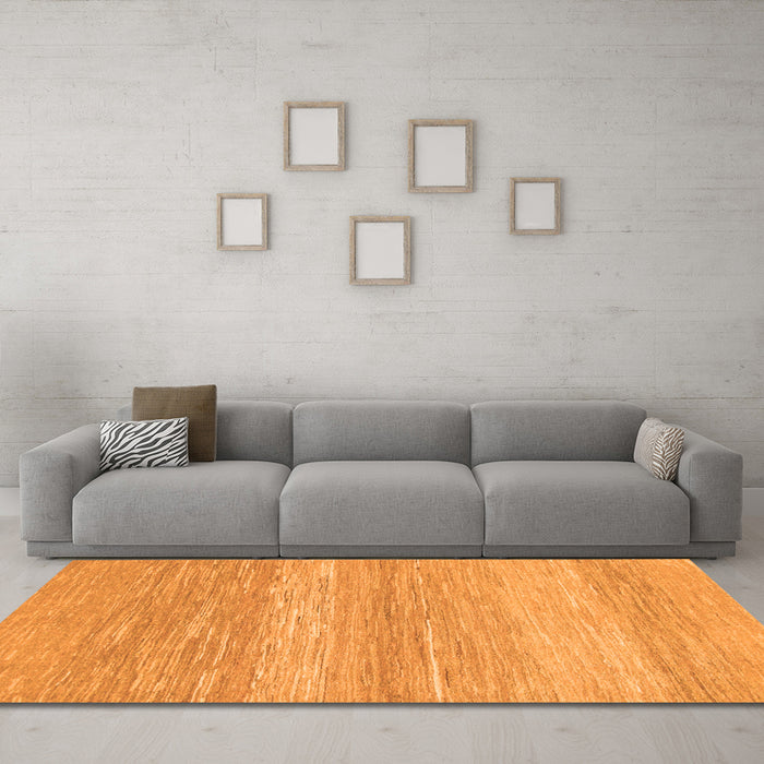 Machine Washable Abstract Orange Modern Area Rugs in a Living Room, wshabs1399org