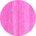 Round Machine Washable Abstract Pink Modern Rug, wshabs1399pnk