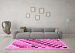 Machine Washable Checkered Pink Modern Rug in a Living Room, wshabs139pnk