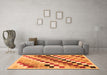 Machine Washable Checkered Orange Modern Area Rugs in a Living Room, wshabs139org