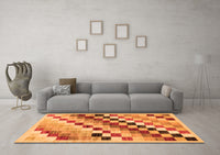 Machine Washable Checkered Orange Modern Rug, wshabs139org