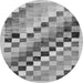 Round Machine Washable Checkered Gray Modern Rug, wshabs139gry
