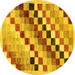 Round Checkered Yellow Modern Rug, abs139yw