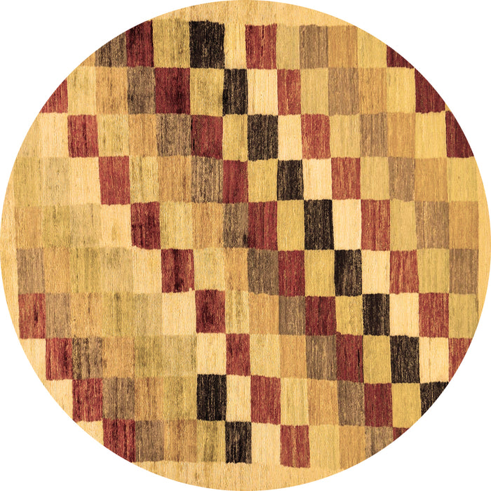 Round Checkered Brown Modern Rug, abs139brn