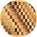 Round Checkered Brown Modern Rug, abs139brn