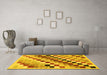 Machine Washable Checkered Yellow Modern Rug in a Living Room, wshabs139yw