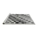 Sideview of Machine Washable Checkered Gray Modern Rug, wshabs139gry