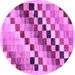 Round Machine Washable Checkered Purple Modern Area Rugs, wshabs139pur