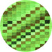 Round Checkered Green Modern Rug, abs139grn