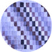 Round Checkered Blue Modern Rug, abs139blu