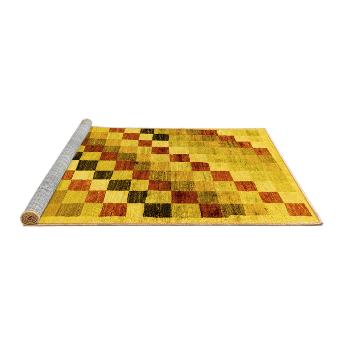 Sideview of Machine Washable Checkered Yellow Modern Rug, wshabs139yw