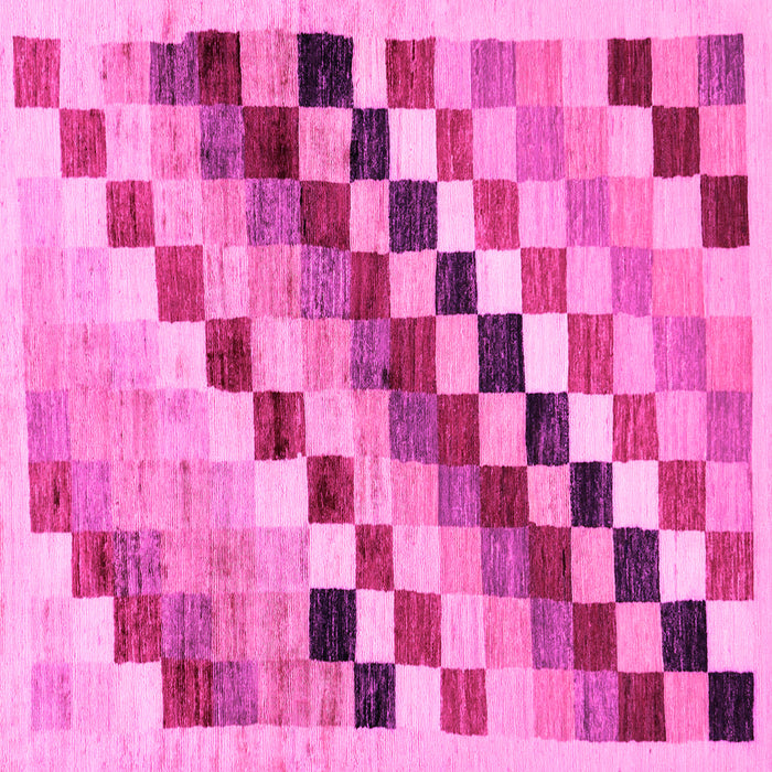Square Machine Washable Checkered Pink Modern Rug, wshabs139pnk