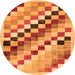 Round Machine Washable Checkered Orange Modern Area Rugs, wshabs139org