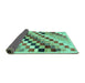 Sideview of Checkered Turquoise Modern Rug, abs139turq