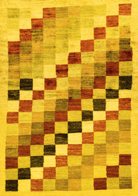 Checkered Yellow Modern Rug, abs139yw