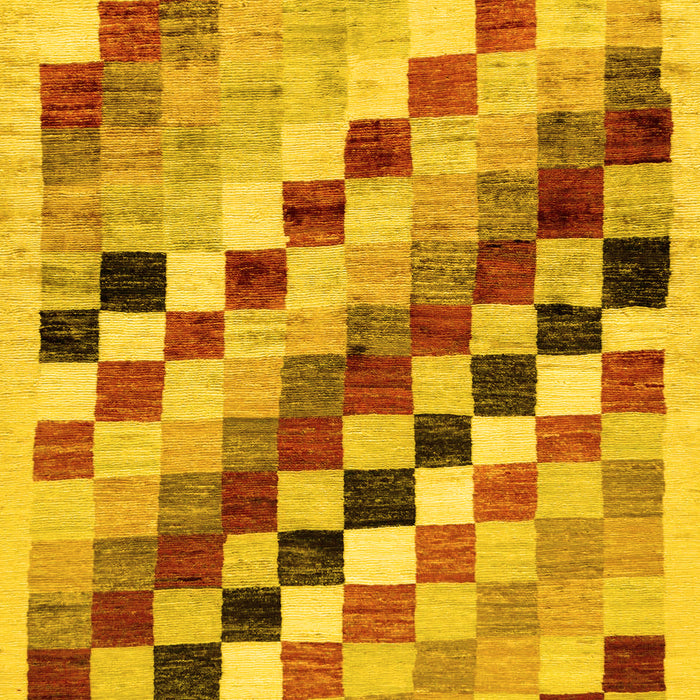 Checkered Yellow Modern Rug, abs139yw