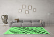 Machine Washable Checkered Emerald Green Modern Area Rugs in a Living Room,, wshabs139emgrn